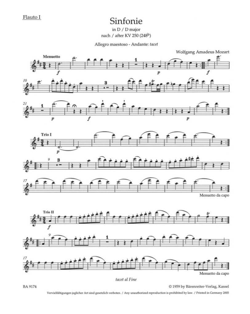 Symphony in D (K.250 K.248b) after the Serenade K.250